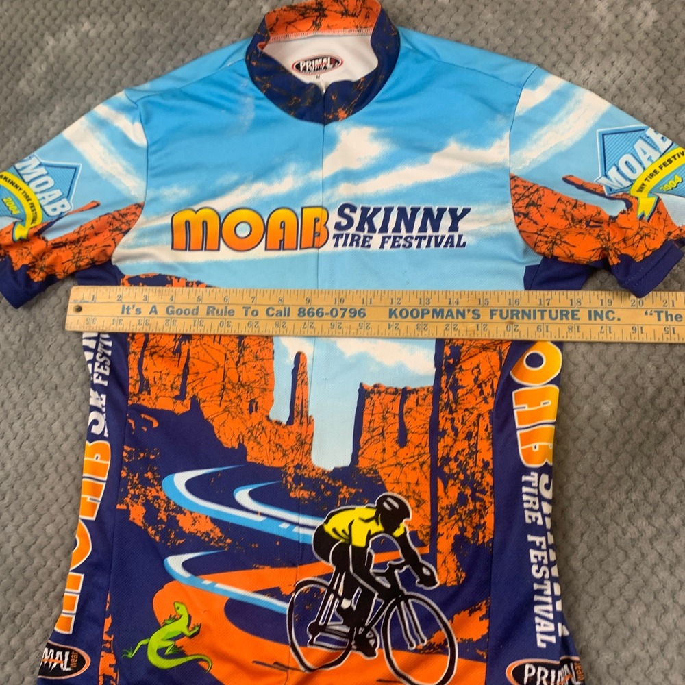 Primal Wear‎ Moab Skinny Tire Festival 2004 Cycling Jersey Mens M Blue Orange - Picture 4 of 10
